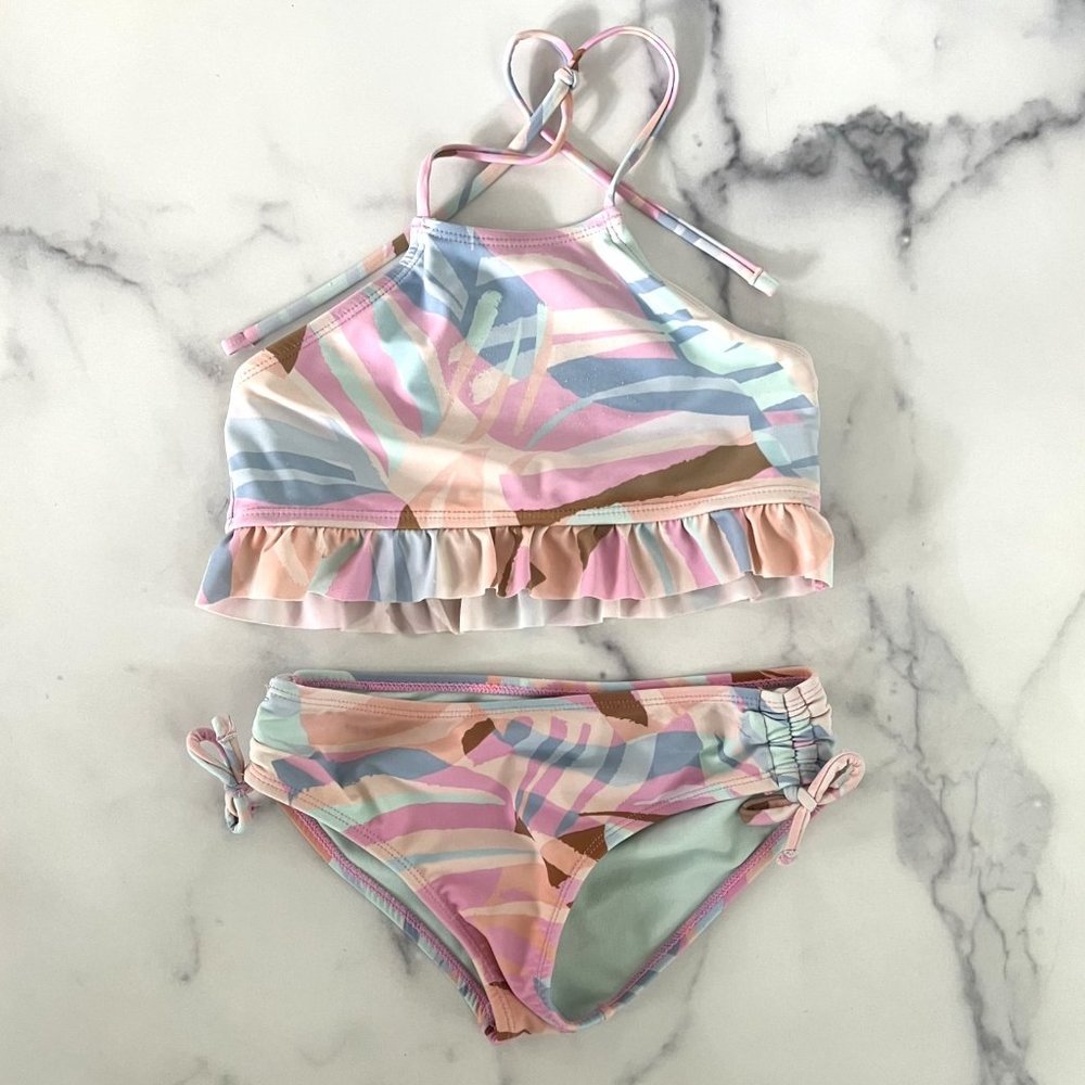 Raisins Girls Two Piece Bikini Set, Tropical Pastel, Size 8